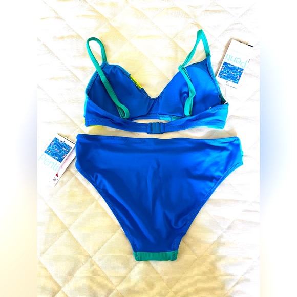 Beautiful 2 pc bikini swimwear rainbow colors blue yellow green EUR 36 US 2 to 4 - Picture 3 of 9